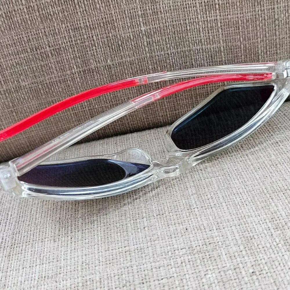 NYS Vintage Men Sunglasses Dyckman Street Mirror Lenses Clear Frame Eyewear